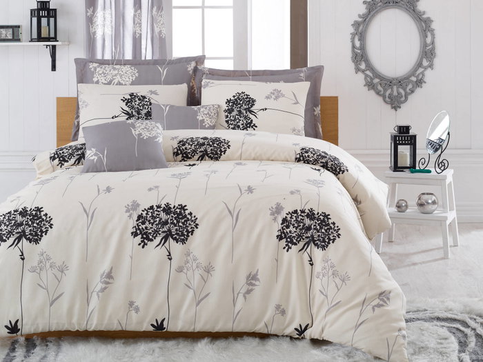 L'essentiel linge de maison Juego de funda de edredón doble Beige y Gris L'essentiel linge de maison Juego de funda de edredón doble Beige y Gris